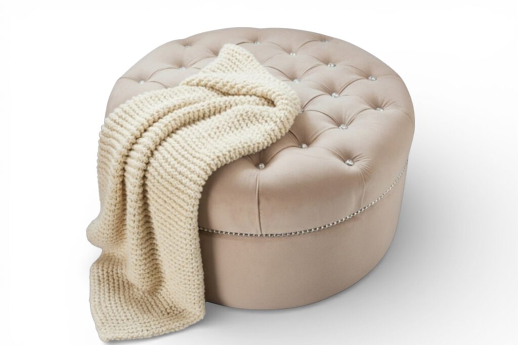 Pufa okrągła tapicerowana Beżowa - dowolny kolor