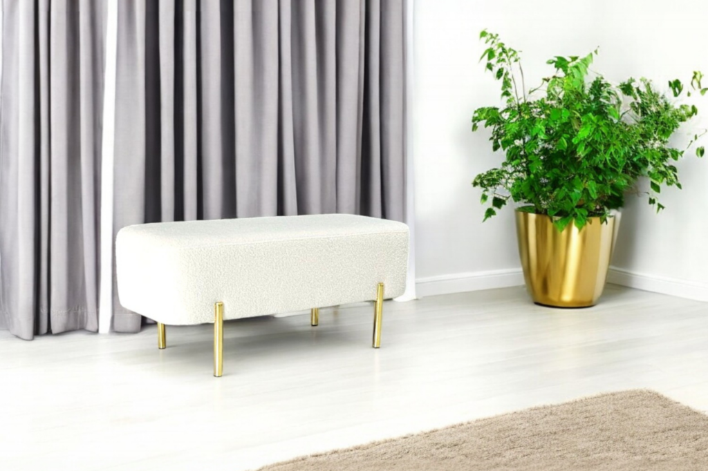 Ławka Pufa Podłużna Boucle - biała