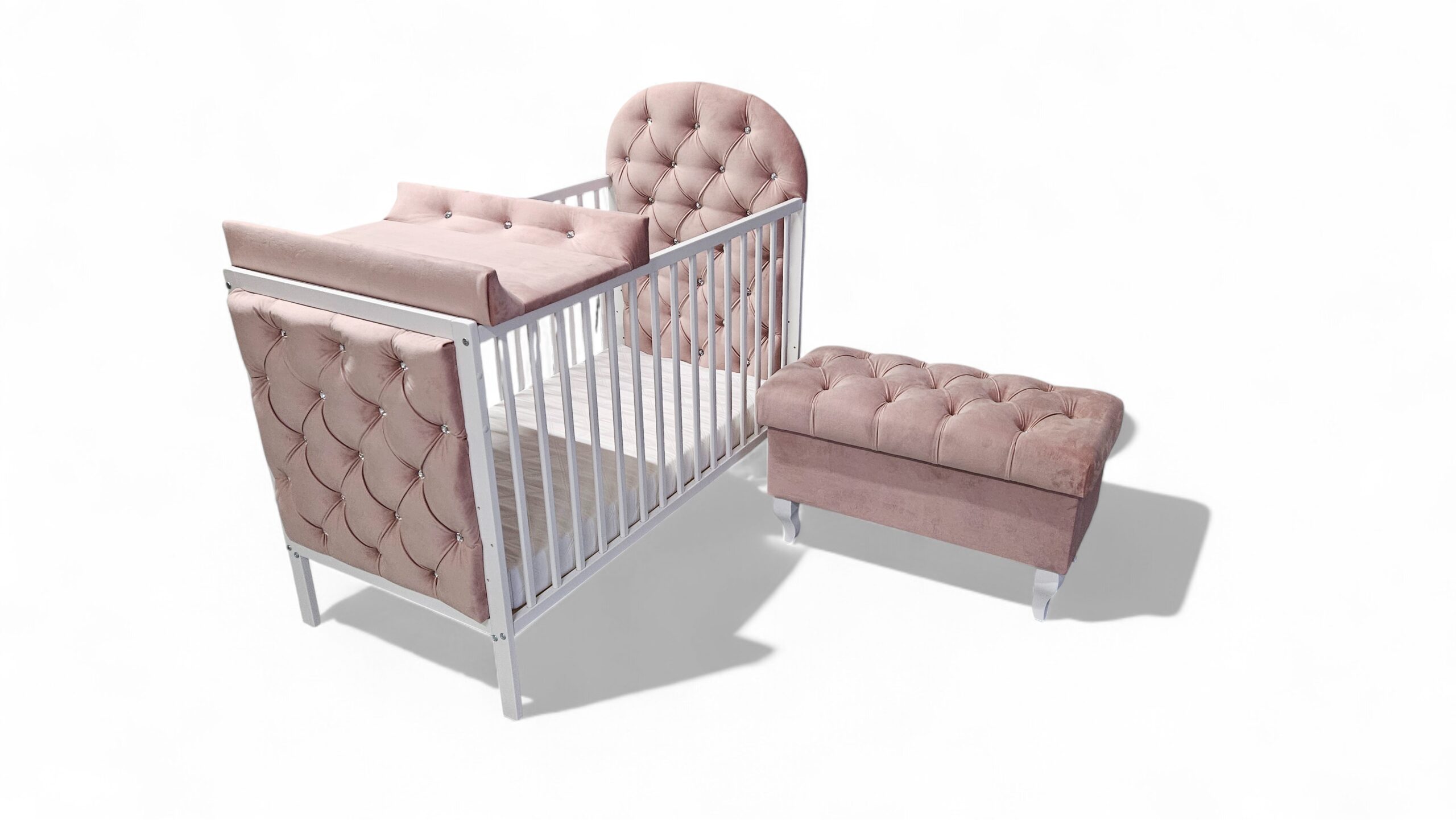 Łóżeczko tapicerowane 120x60 różowe